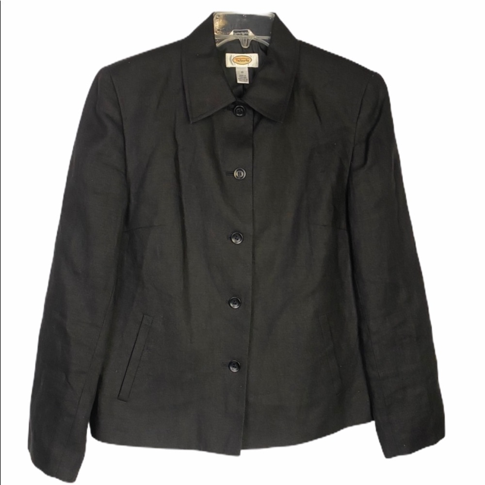 Talbots jet black Irish linen 5 button blazer 10